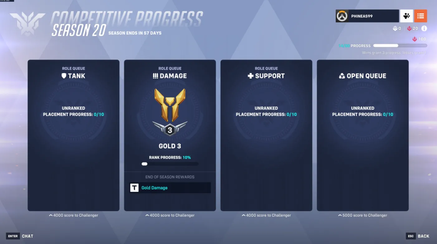 Season 20 | Gold 3 DPS | Name Change | Full Access | Instant Delivery